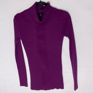 Majora Purple Ribbed Knit Thin Turtleneck Sweater L